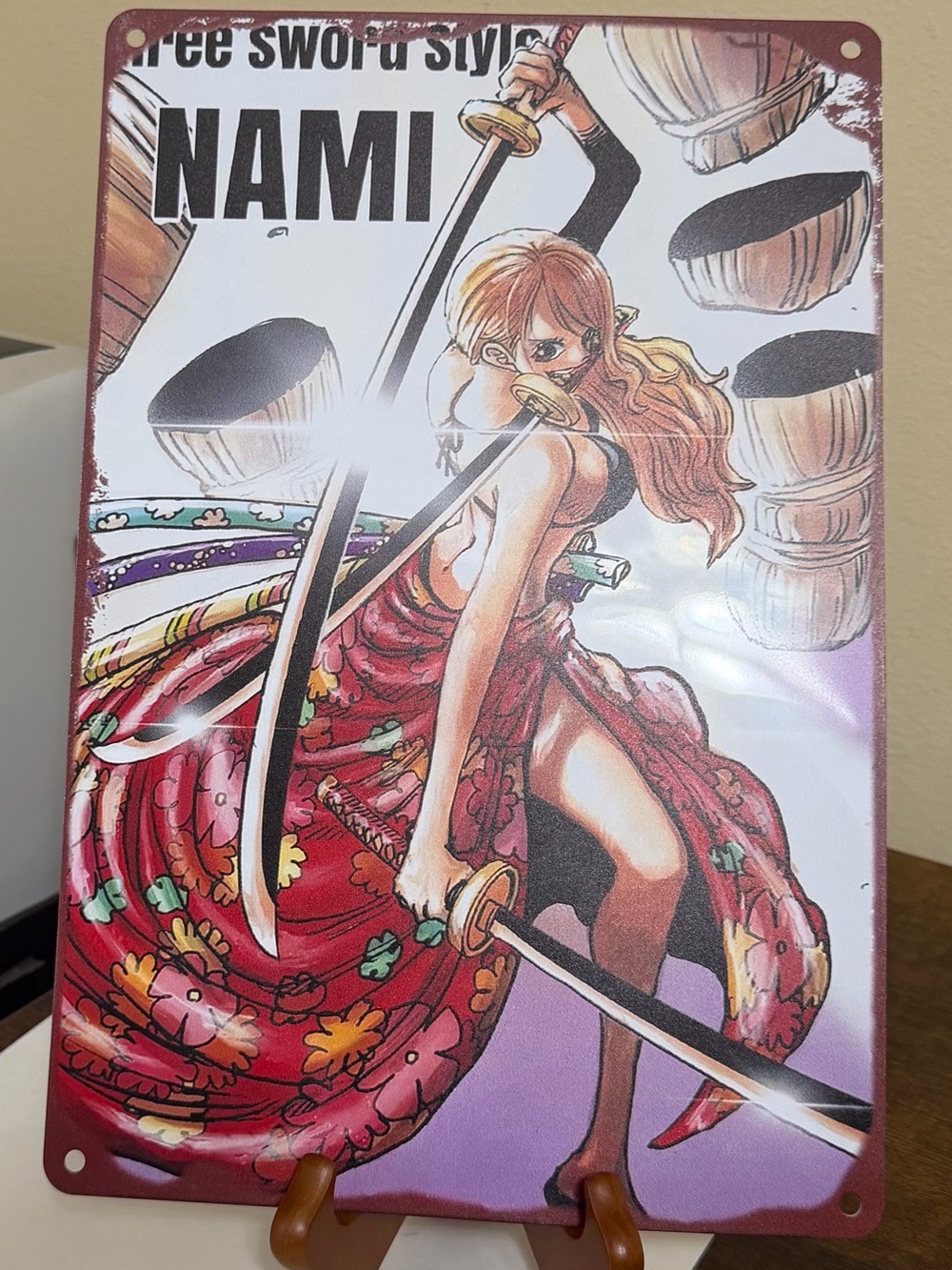 NAMI Anime Metal Sign - Red Floral Kimono Artwork